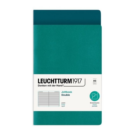 Leuchtturm1917 Jottbook A5 Medium Flexcover Ruled Notebook Set - Emerald and Pacific Green (Discontinued)