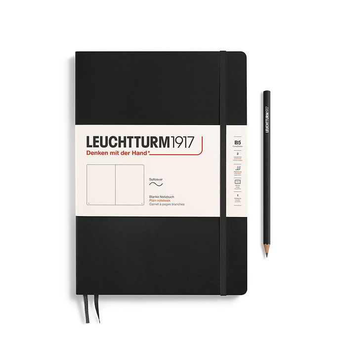 Leuchtturm1917 Composition B5 Softcover Plain Notebook - Black