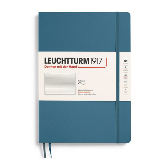 Leuchtturm1917 Composition B5 Softcover Ruled Notebook - Stone Blue