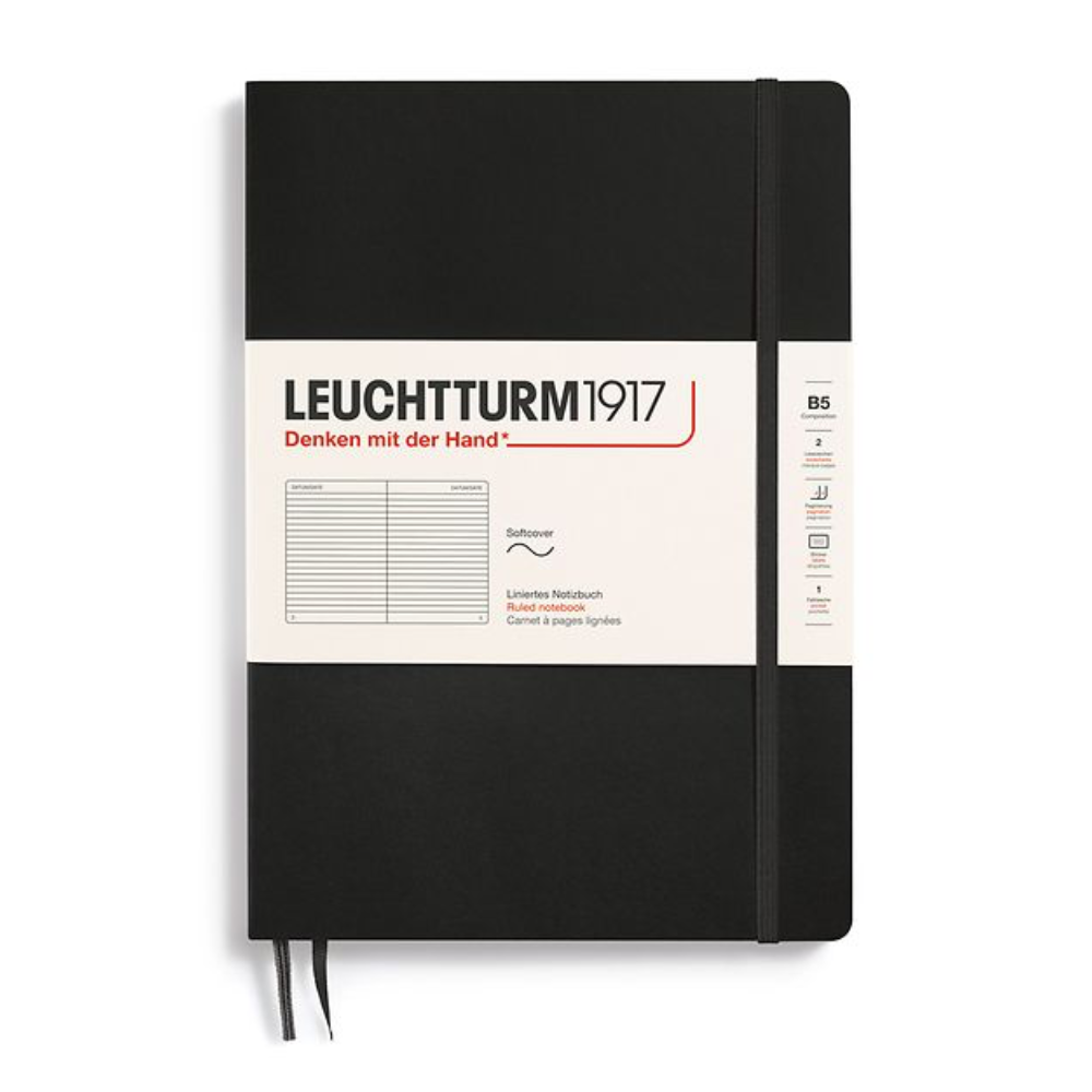 Leuchtturm1917 Composition B5 Softcover Ruled Notebook - Black