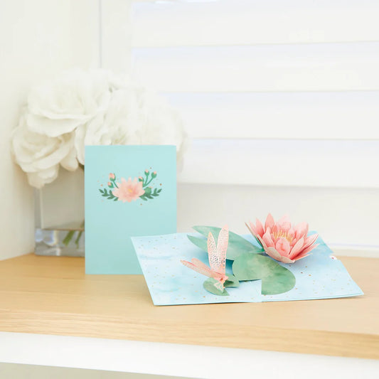Lovepop Pop-Up Card - Water Lily Dragonfly