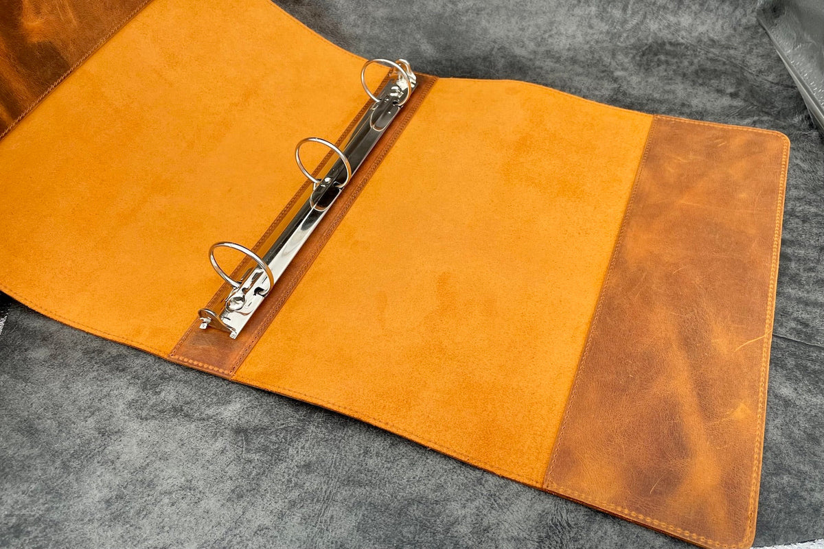 Galen Leather 3 Ring Binder - Crazy Horse Brown