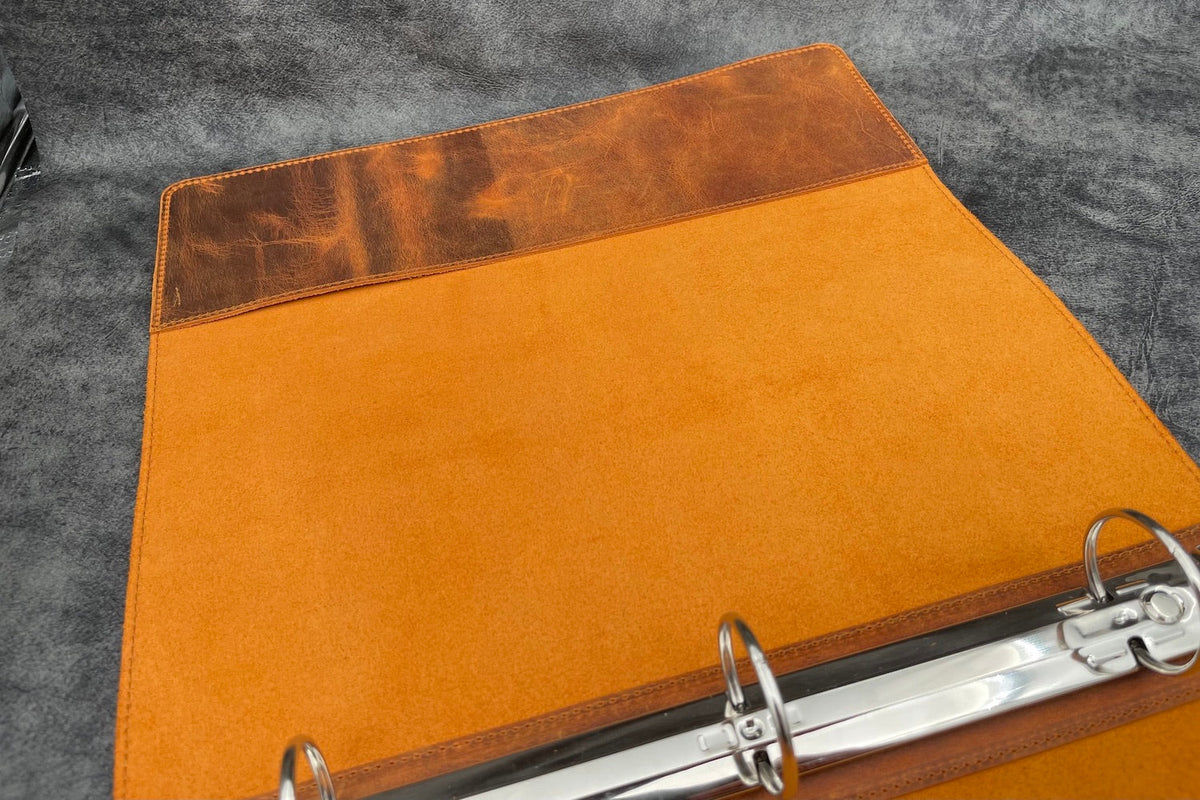 Galen Leather 3 Ring Binder - Crazy Horse Brown