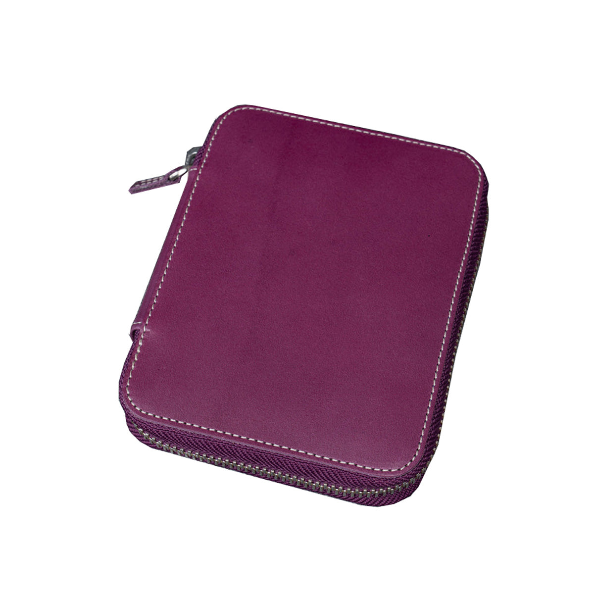 Galen Leather 3 Pen Zipper Case - Purple