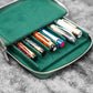 Galen Leather Co. Leather Zippered Magnum Opus 6 Slots Hard Pen Case - Crazy Horse Forest Green