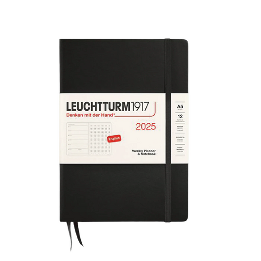 Leuchtturm1917 2025 A5 Weekly Planner and Notebook - Black