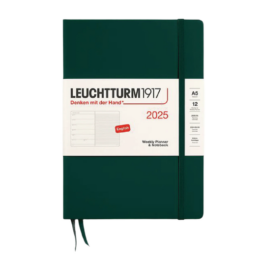 Leuchtturm1917 2025 A5 Weekly Planner and Notebook - Forest Green