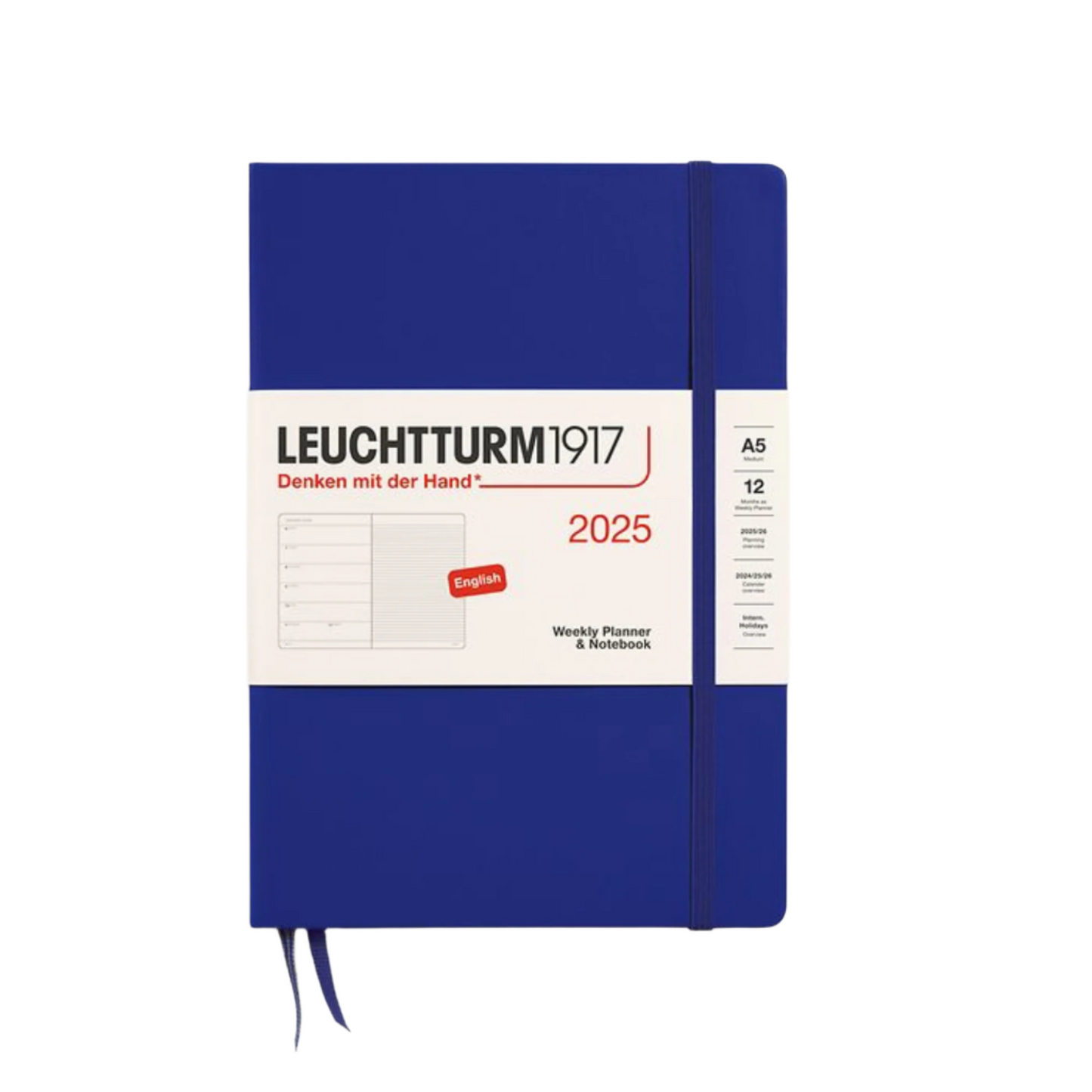 Leuchtturm1917 2025 A5 Weekly Planner and Notebook - Ink