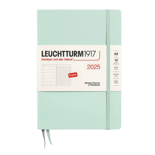 Leuchtturm1917 2025 A5 Weekly Planner and Notebook - Mint Green