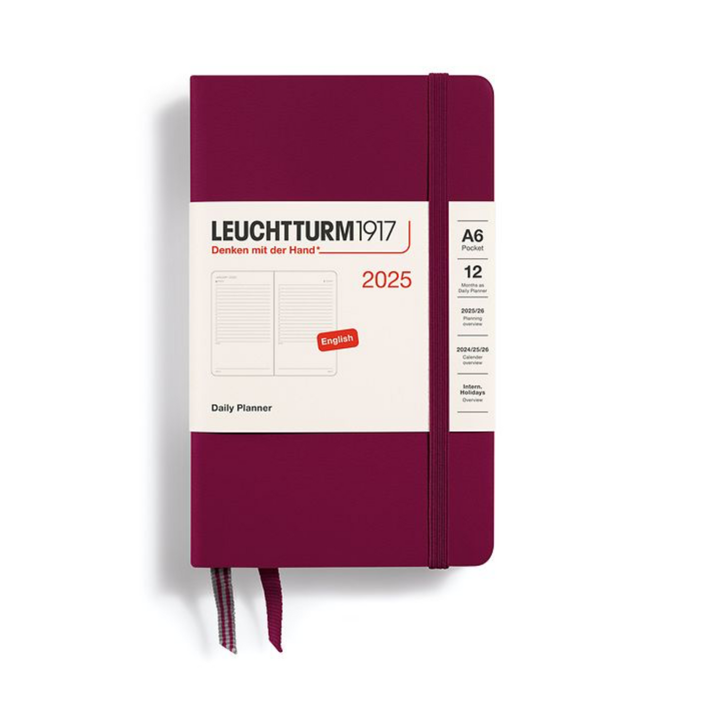 Leuchtturm1917 2025 Pocket A6 Hardcover Daily Planner - Port Red