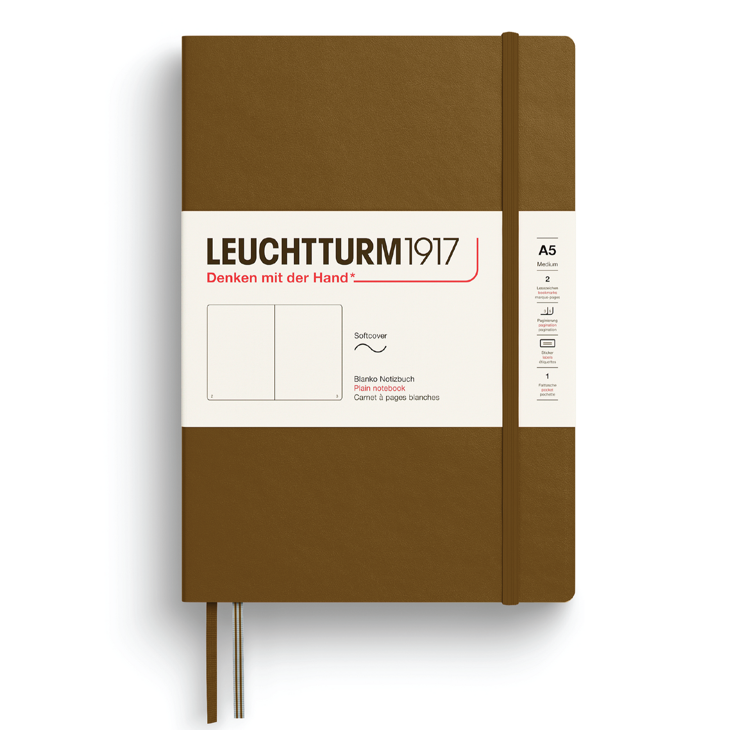 Leuchtturm1917 A5 Medium Softcover Plain Notebook - Spice Brown