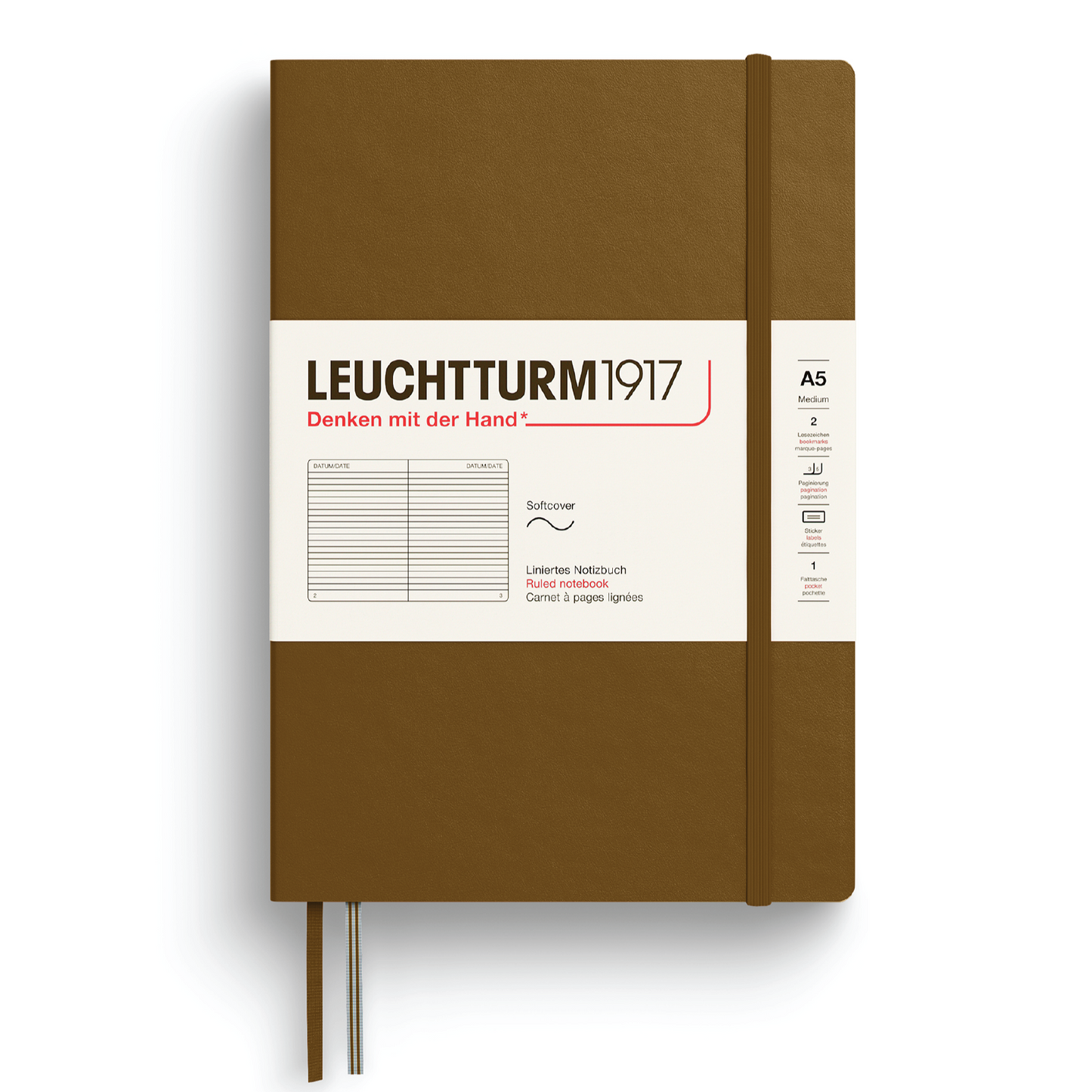 Leuchtturm1917 A5 Medium Softcover Ruled Notebook - Spice Brown