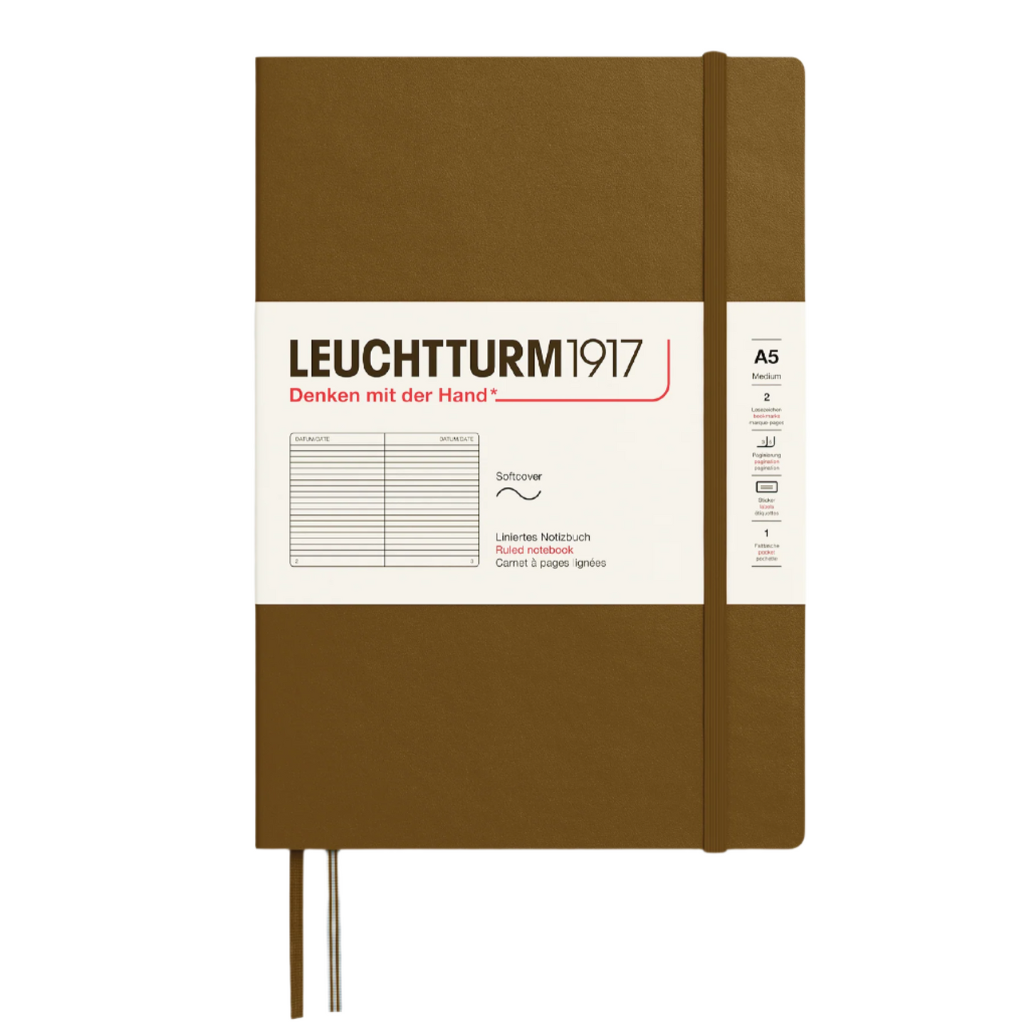 Leuchtturm1917 A5 Medium Softcover Ruled Notebook - Spice Brown