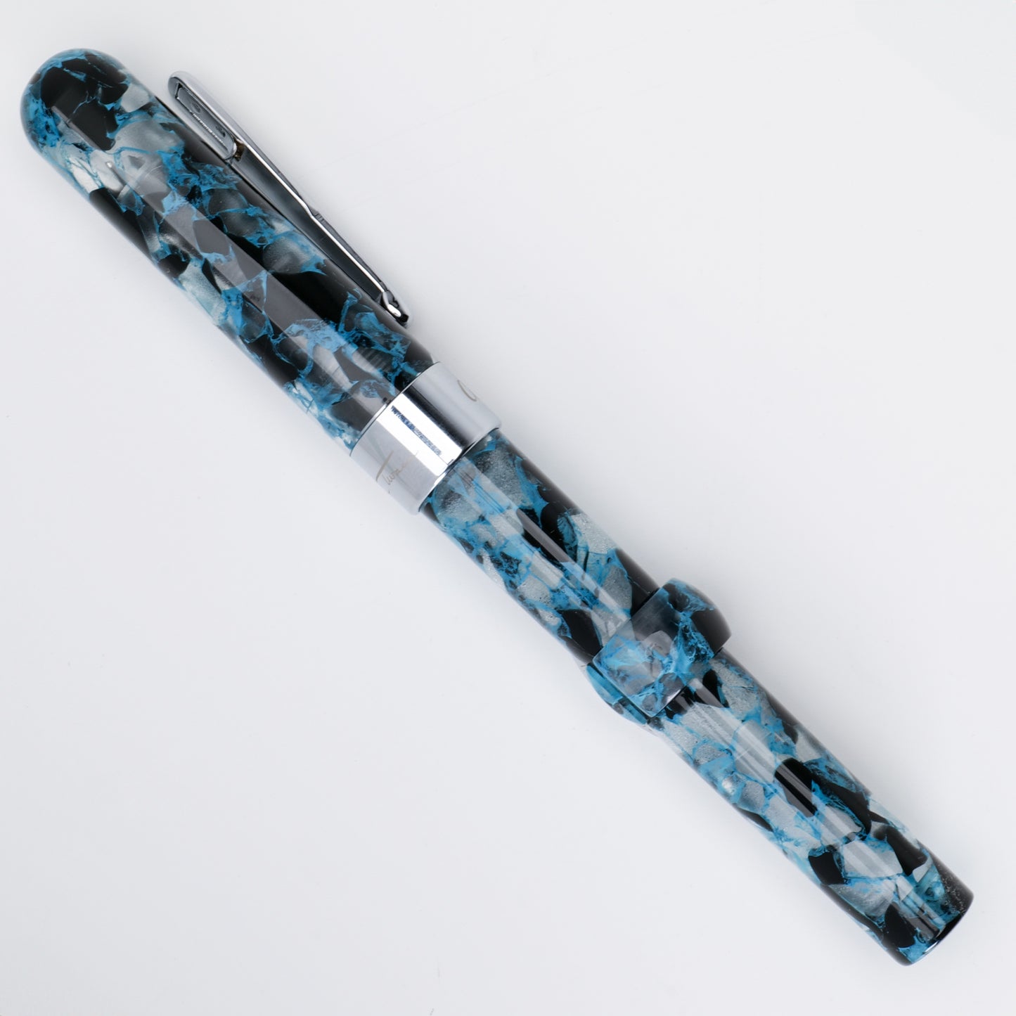 Conklin Mark Twain Demonstrator Fountain Pen - Blue Array with Chrome Trim