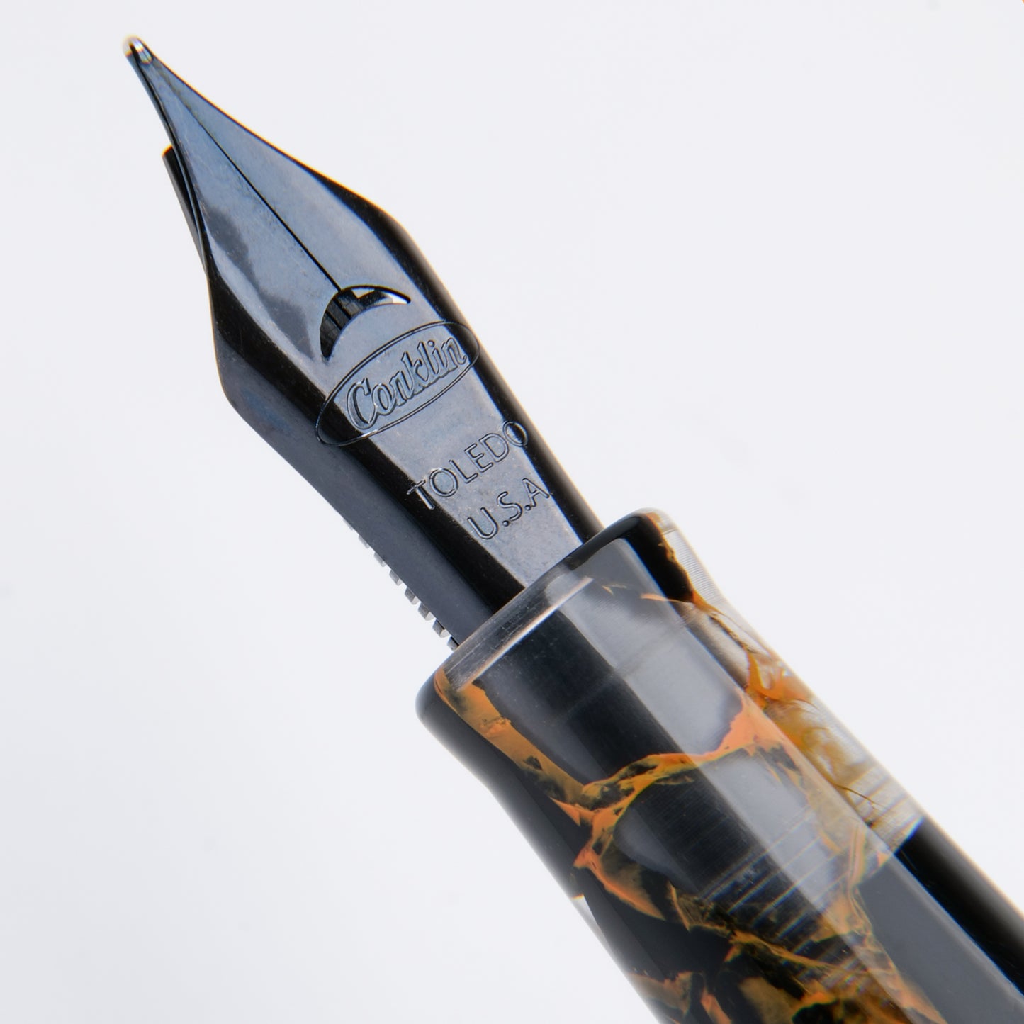 Conklin Mark Twain Demonstrator Fountain Pen - Orange Medley with Gun Metal Trim