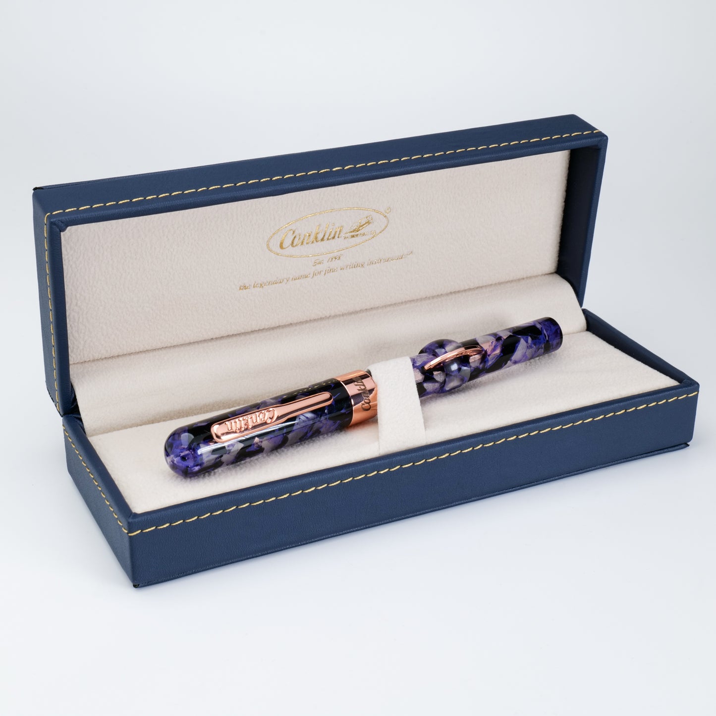 Conklin Mark Twain Demonstrator Fountain Pen - Purple Fusion with Rose Metal Trim