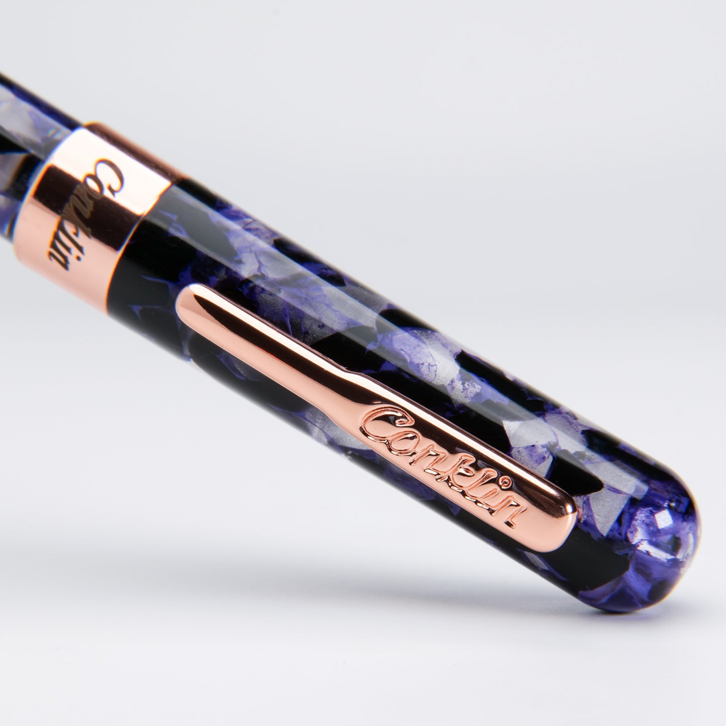 Conklin Mark Twain Demonstrator Fountain Pen - Purple Fusion with Rose Metal Trim