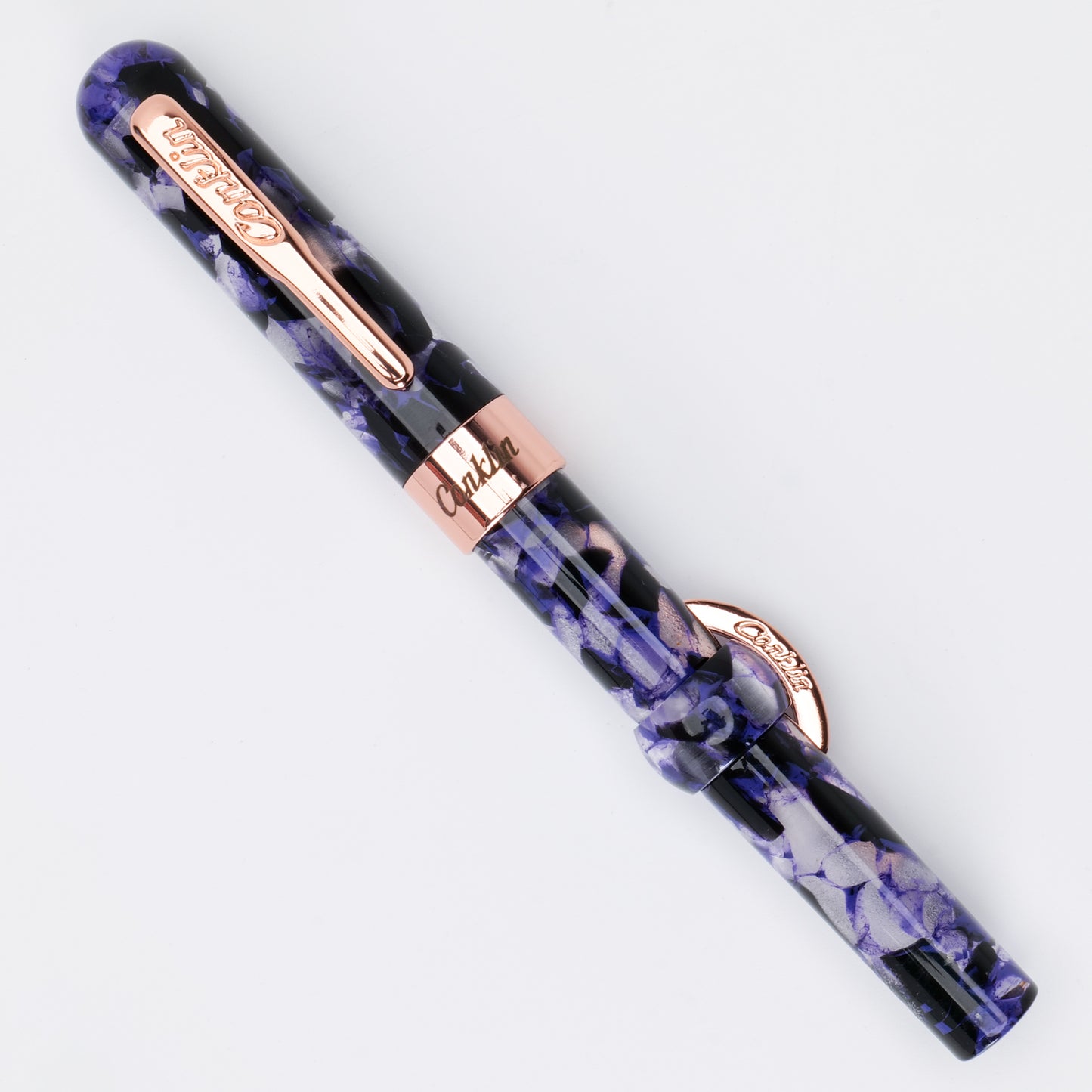 Conklin Mark Twain Demonstrator Fountain Pen - Purple Fusion with Rose Metal Trim