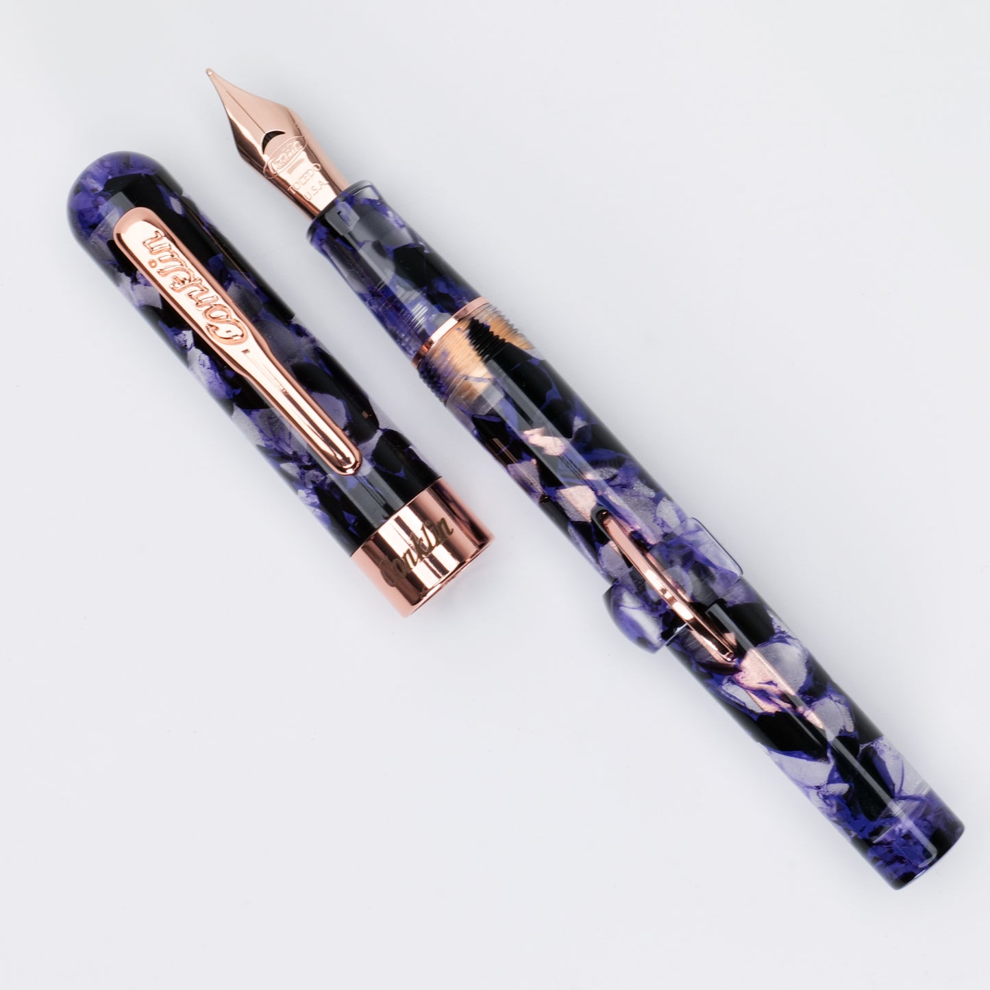 Conklin Mark Twain Demonstrator Fountain Pen - Purple Fusion with Rose Metal Trim