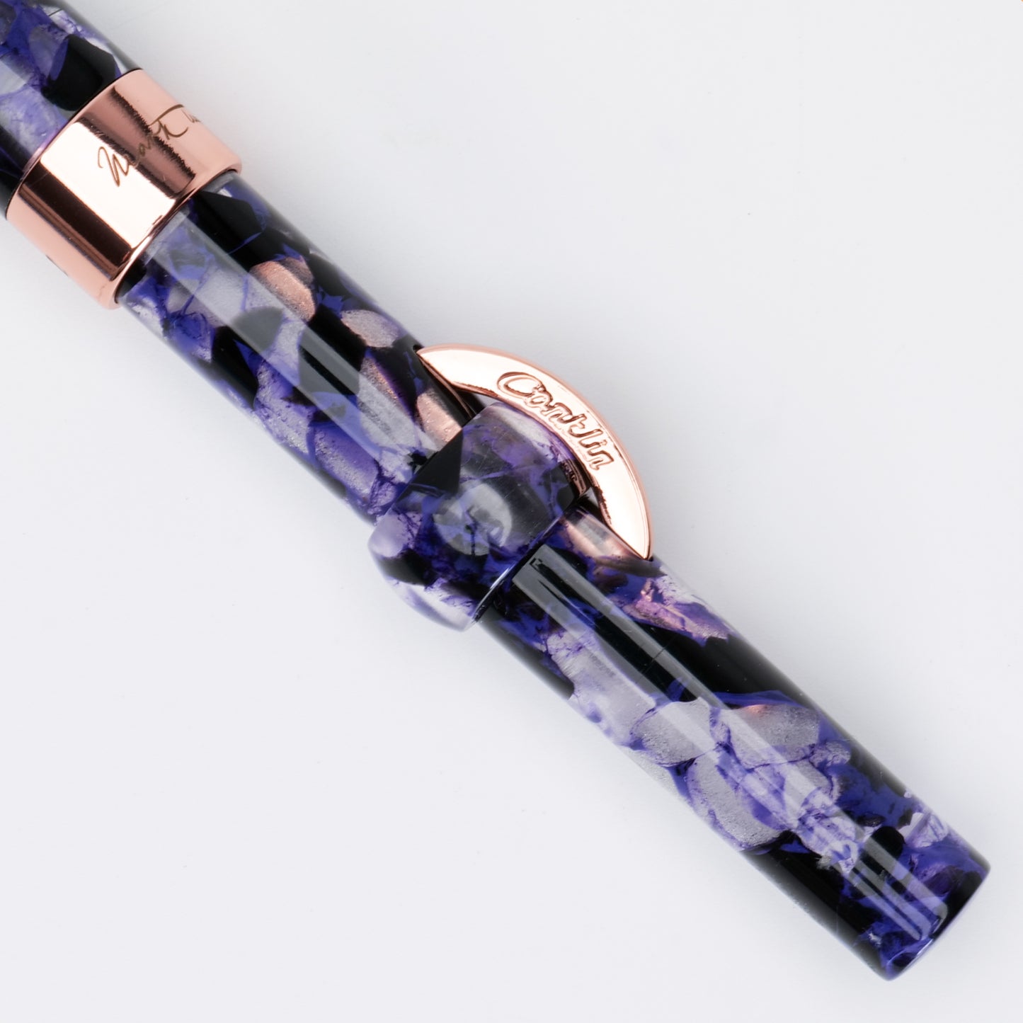 Conklin Mark Twain Demonstrator Fountain Pen - Purple Fusion with Rose Metal Trim