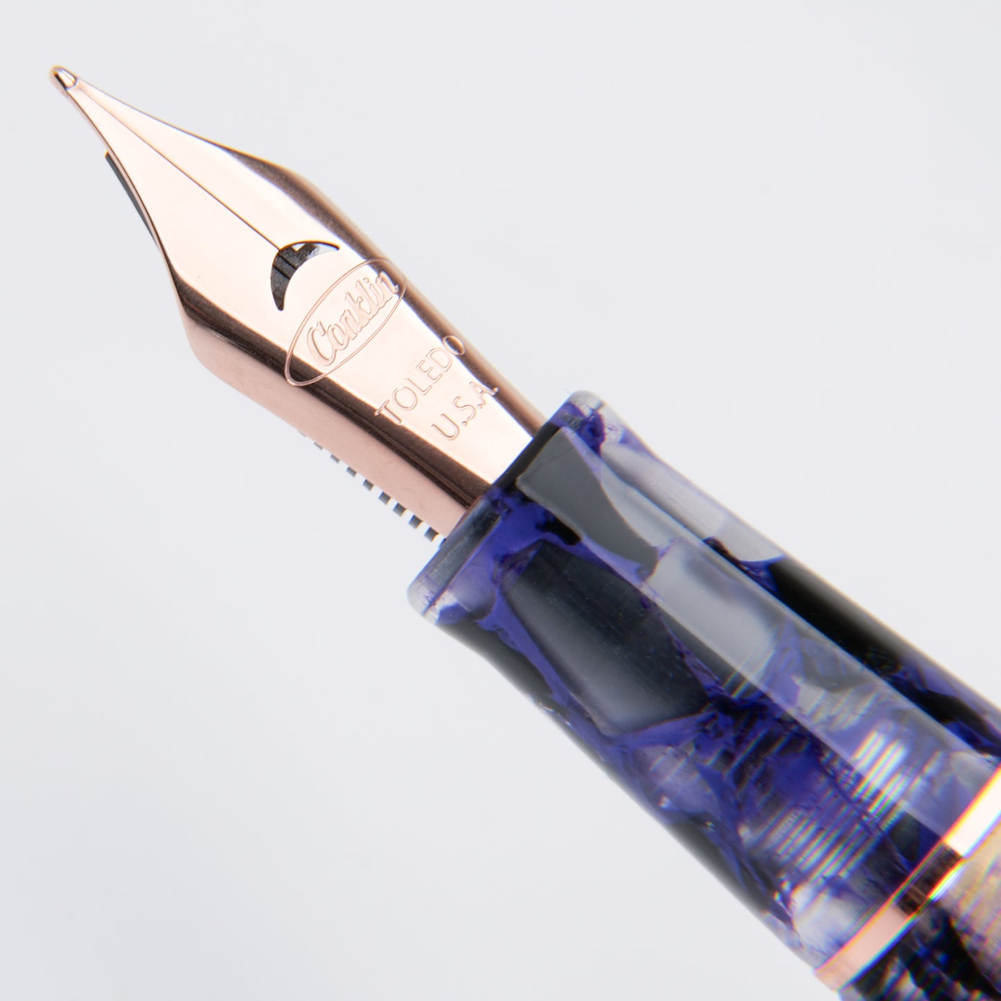 Conklin Mark Twain Demonstrator Fountain Pen - Purple Fusion with Rose Metal Trim