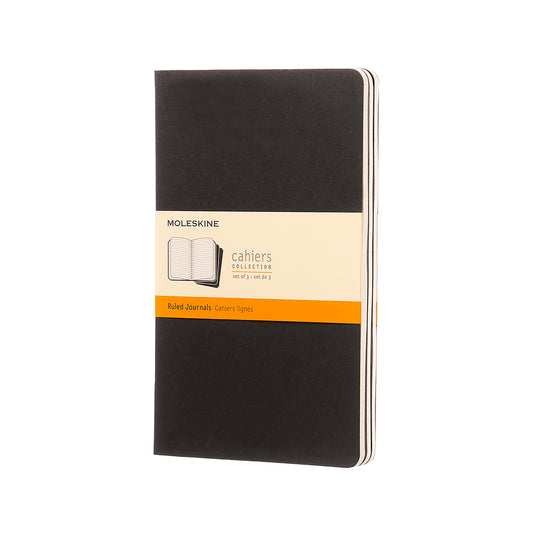 Moleskine Large Softcover Cahier Ruled Journal - Black (Set of 3)