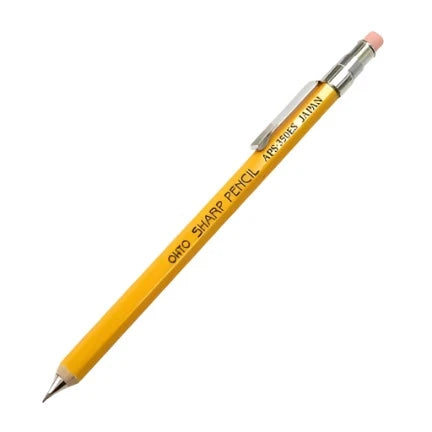 Ohto Wooden Mechanical Pencil Mini with Eraser & Clip - Yellow (.5mm)