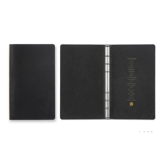 PLOTTER Bible Size Pueblo 6-Ring Leather Binder - Black