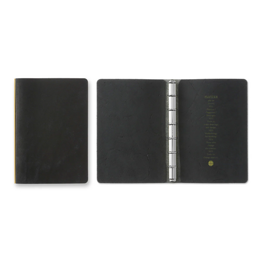 PLOTTER Mini Size Pueblo 6-Ring Leather Binder - Black