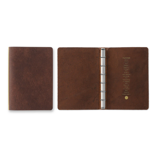 PLOTTER Mini Size Pueblo 6-Ring Leather Binder - Brown