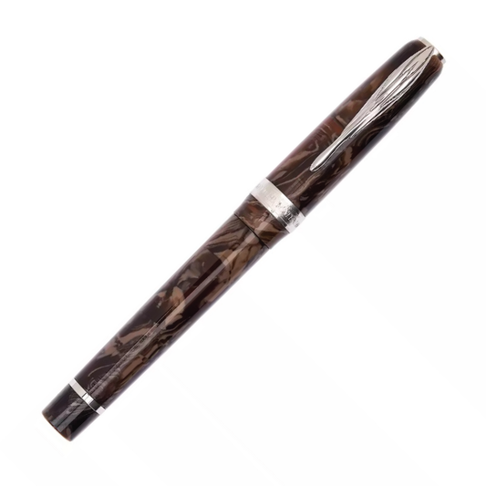 Pineider Antichi Materiali Carrara Brown Fountain Pen Palladium Trim