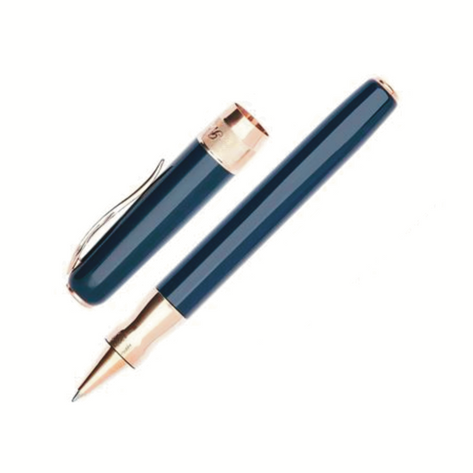 Pineider Classic Rollerball - Black with Rose Gold Trim