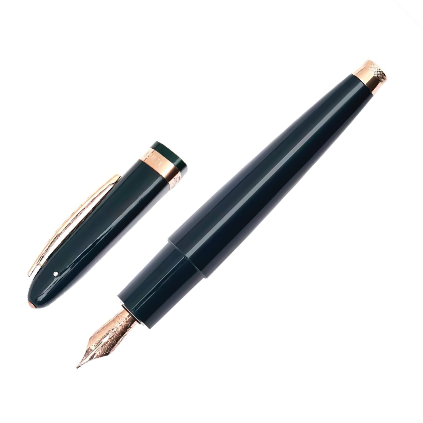 Pineider Modern Times Fountain Pen - British Racing Green with Rose Gold Trim