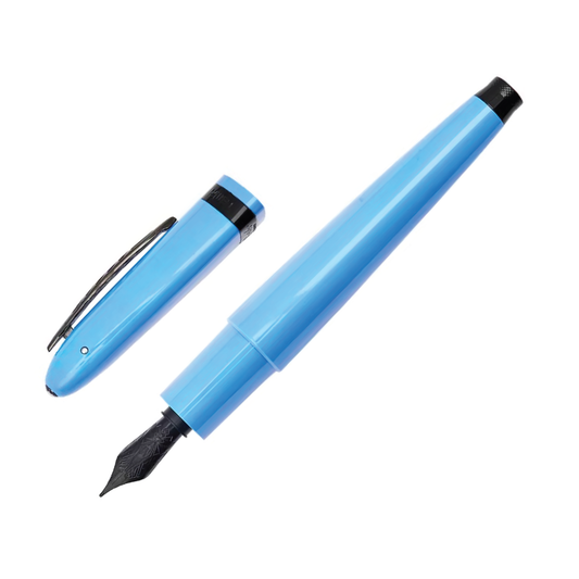 Pineider Modern Times Fountain Pen - France Racing Blue with Black Trim