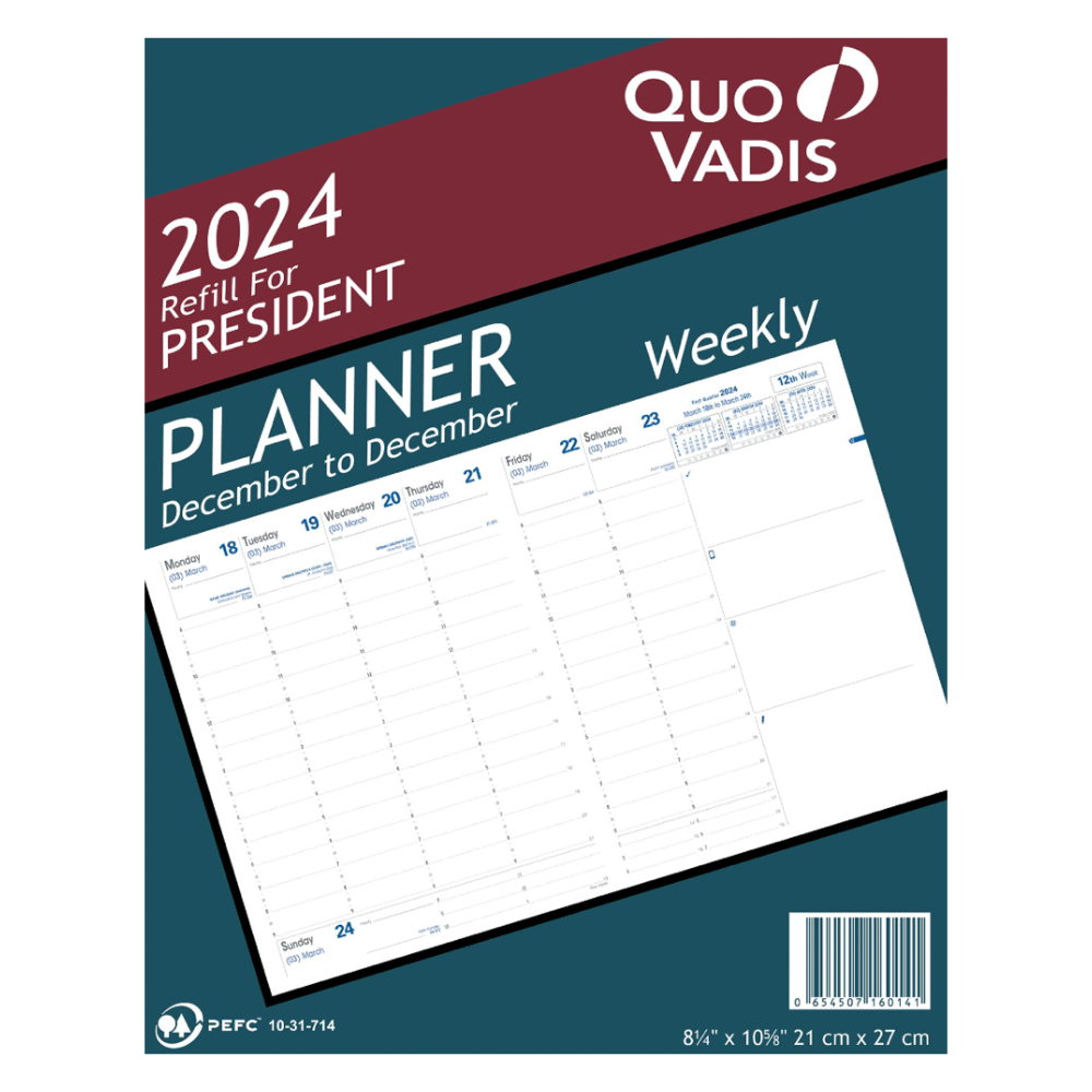 QUO VADIS DESK WEEKLY PRESIDENT #16 REFILL 2024 – Americas Pens Collection  Inc