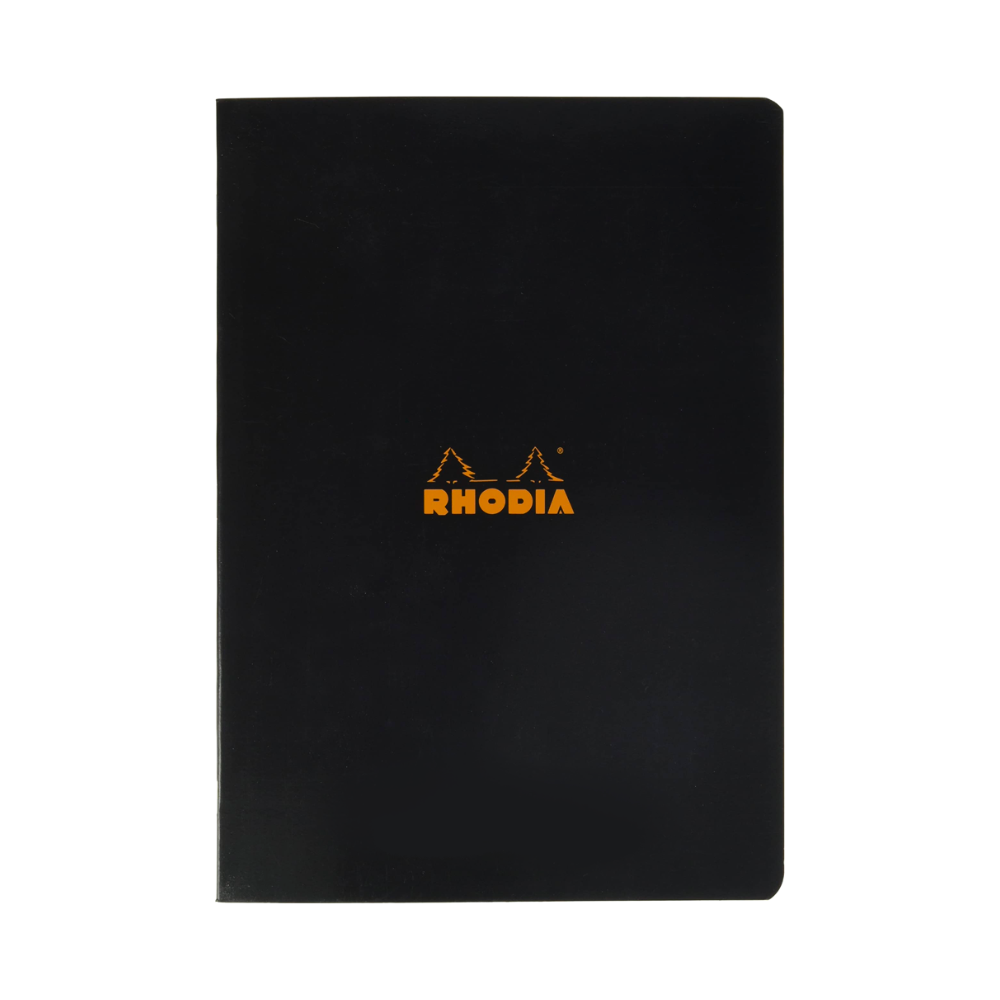 Rhodia Side Staplebound A4 Lined Notebook - Black