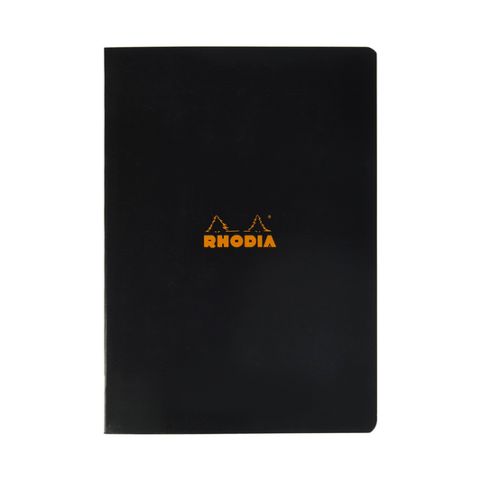 Rhodia Side Staplebound A4 Lined Notebook - Black