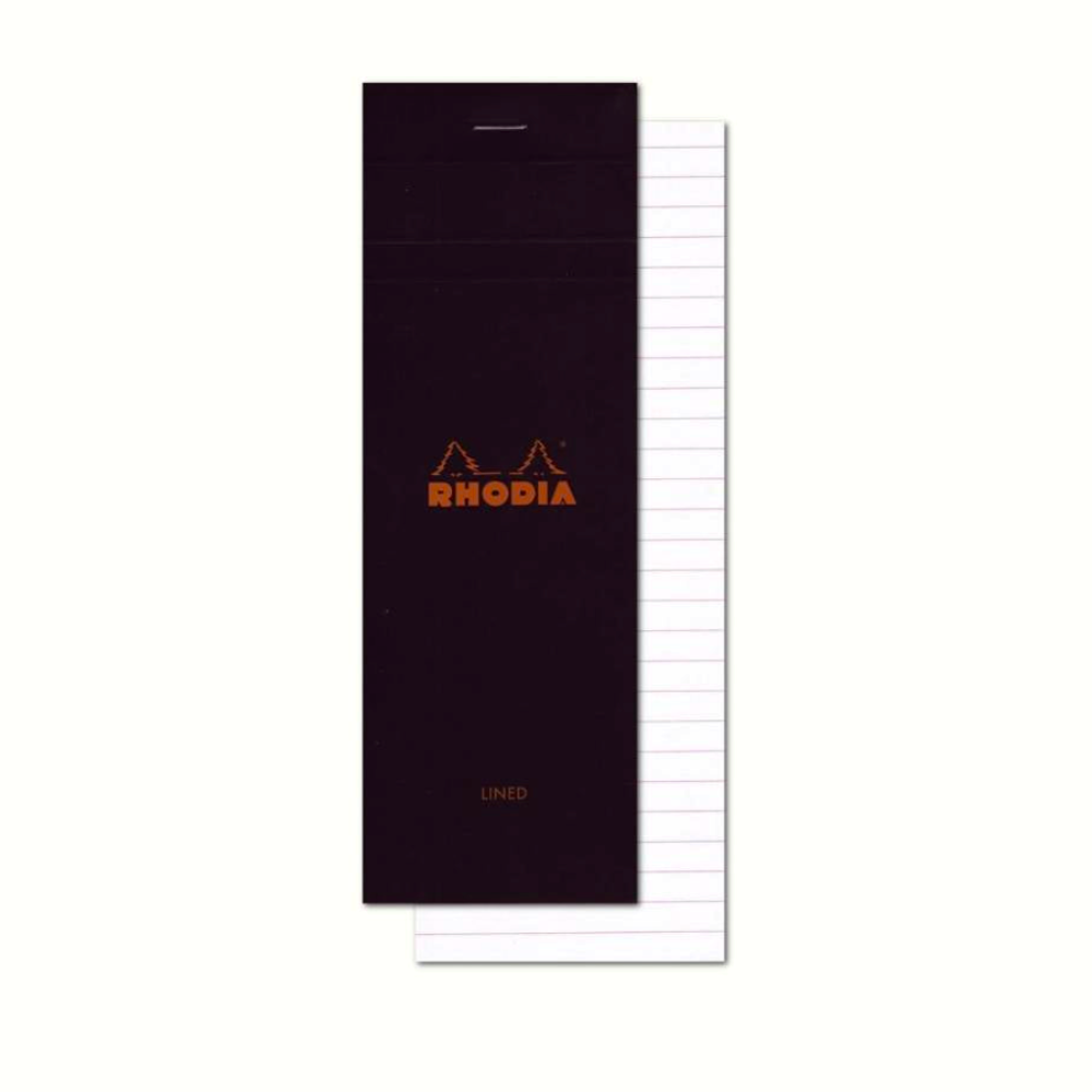 Rhodia #8 Top Staplebound Lined Notepad (3" x 8.25") - Black