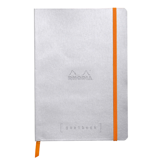 Rhodia Goal Book A5 Hardcover - Silver with White Paper (Dotted)