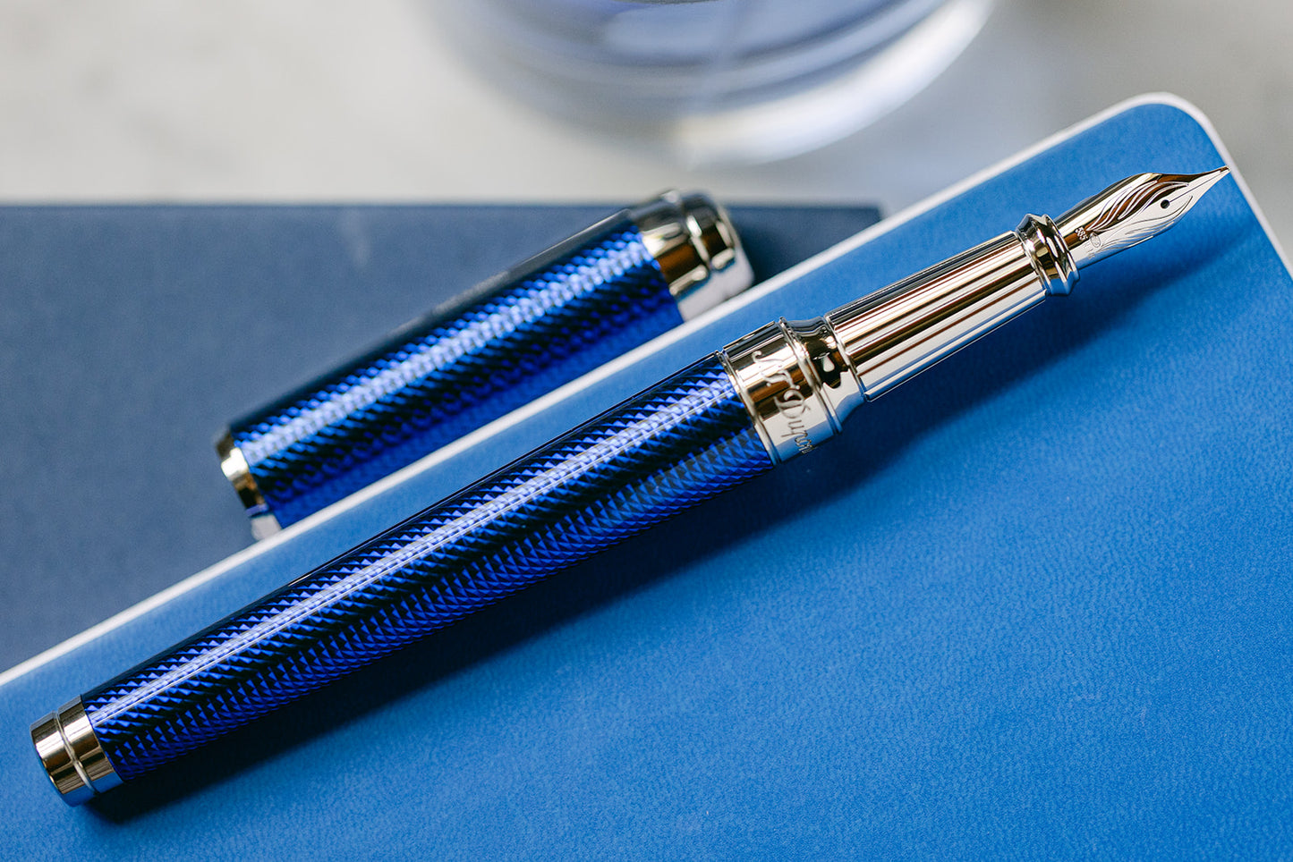 S.T. Dupont Eternity XL Fountain Pen - Blue Guilloche