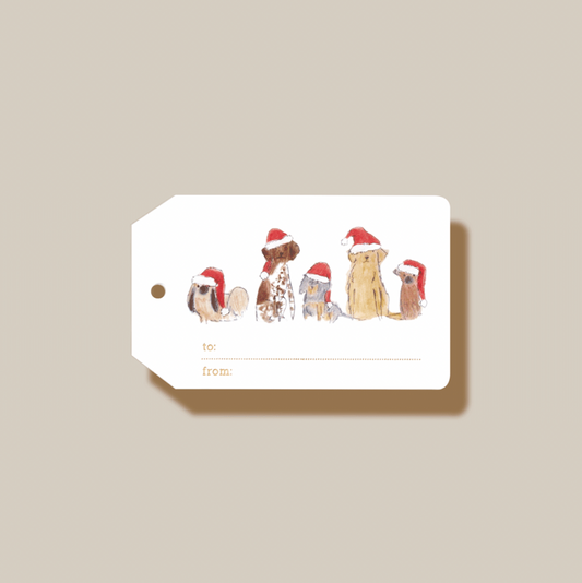 Crane Santa Dogs Holiday Gift Tags