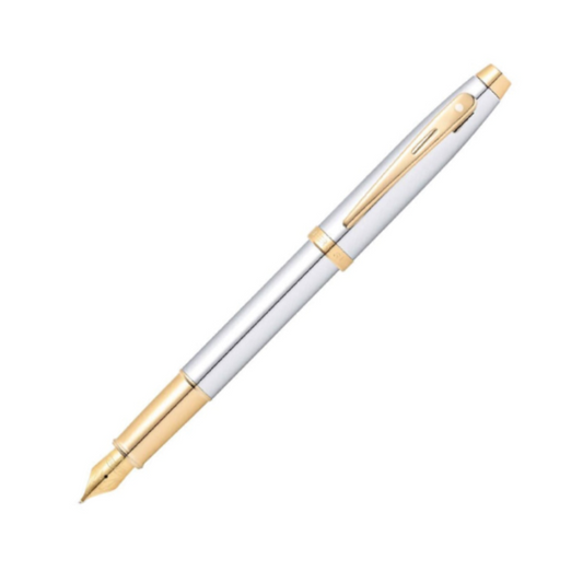 Sheaffer 100 Fountain Pen - Chrome with Gold