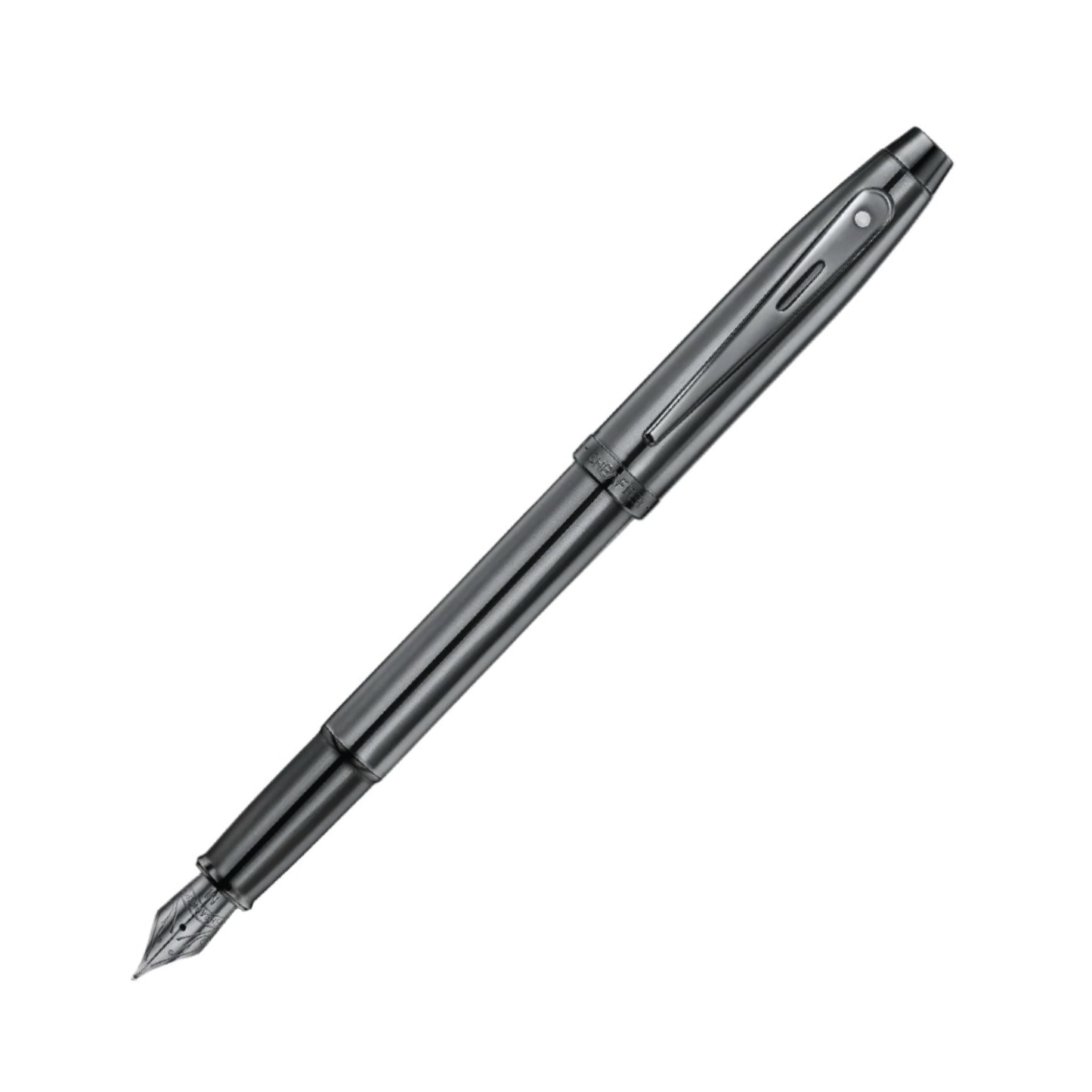 Sheaffer 100 Fountain Pen - Shiny Dark Grey Gunmetal with PVD Trim