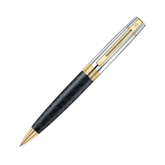 Sheaffer 300 Ballpoint - Engraved Black with Chrome Cap and Gold Trims