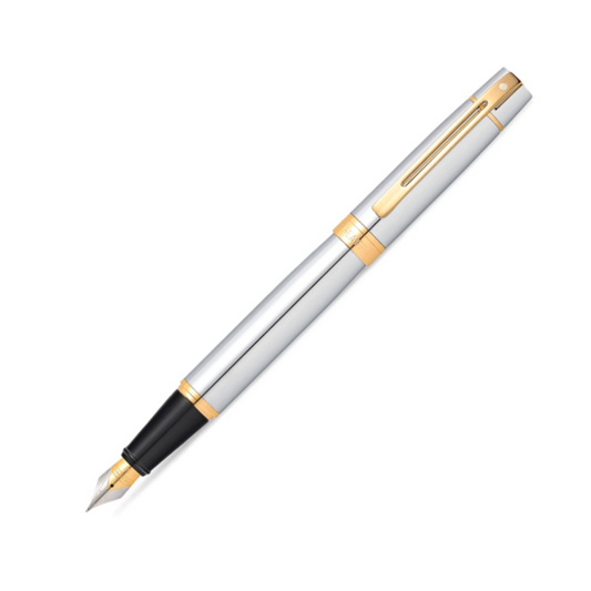 Sheaffer 300 Fountain Pen - Chrome with Gold