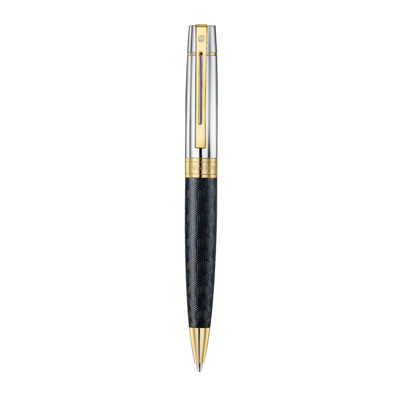 Sheaffer 300 Ballpoint - Engraved Black with Chrome Cap and Gold Trims