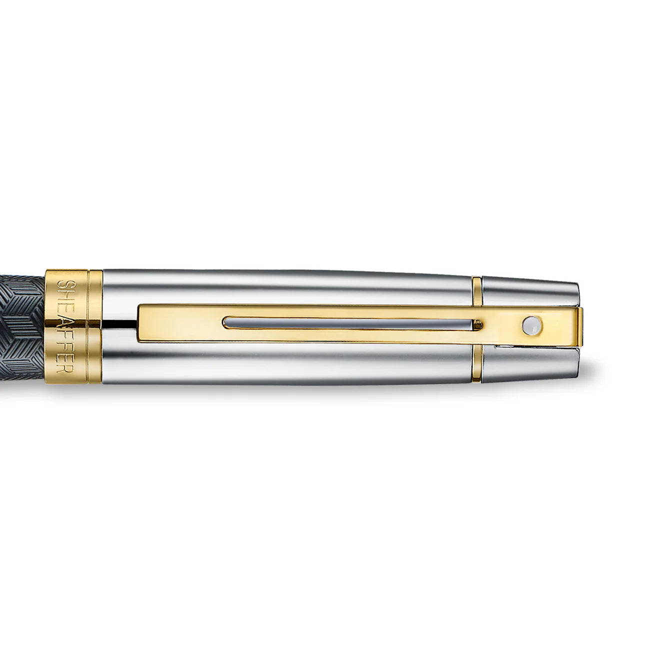 Sheaffer 300 Fountain Pen - Engraved Black with Chrome Cap and Gold Trims