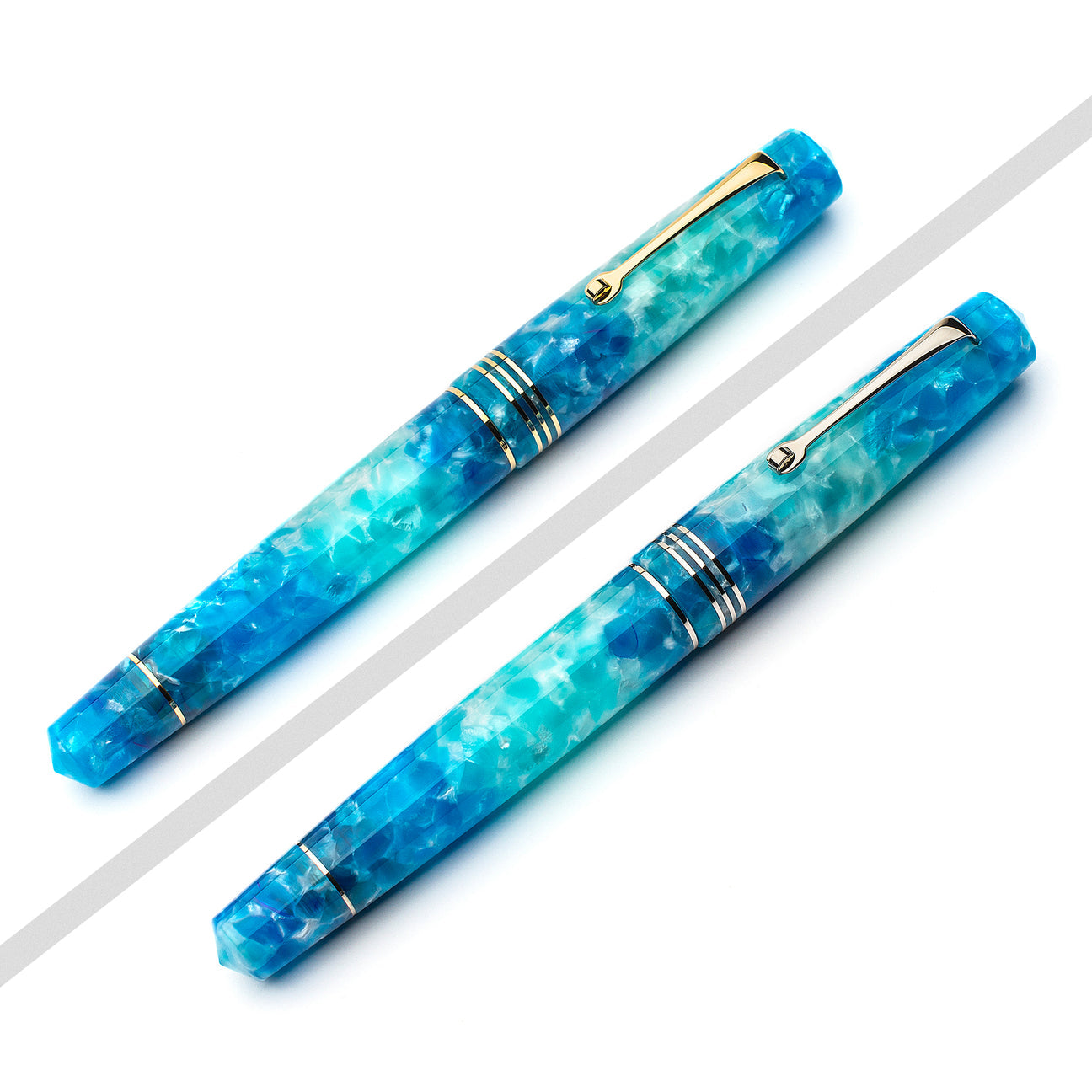 Leonardo Momento Zero Fountain Pen - Blue Aloha with Gold Trim