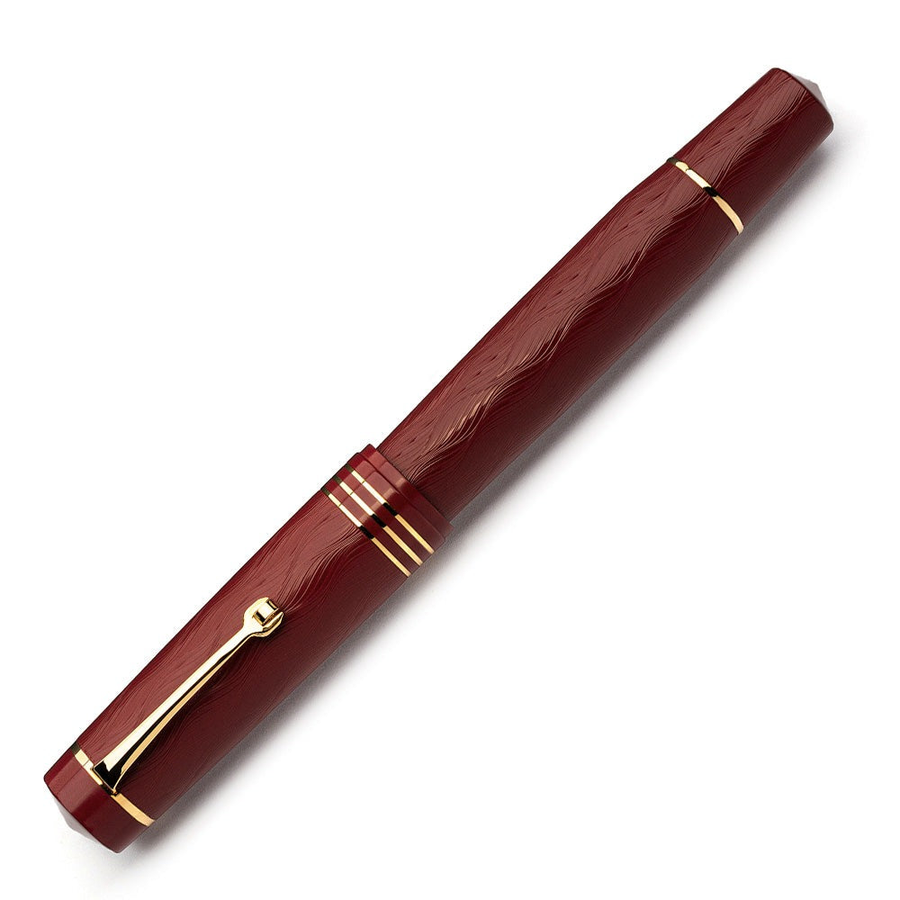 Leonardo Audace Guillochè Fountain Pen - Red Granata (14kt Gold #8)  (Limited Edition)