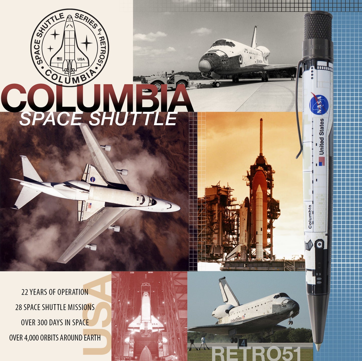 Retro 51 Collection Tornado Rollerball - Columbia Space Shuttle